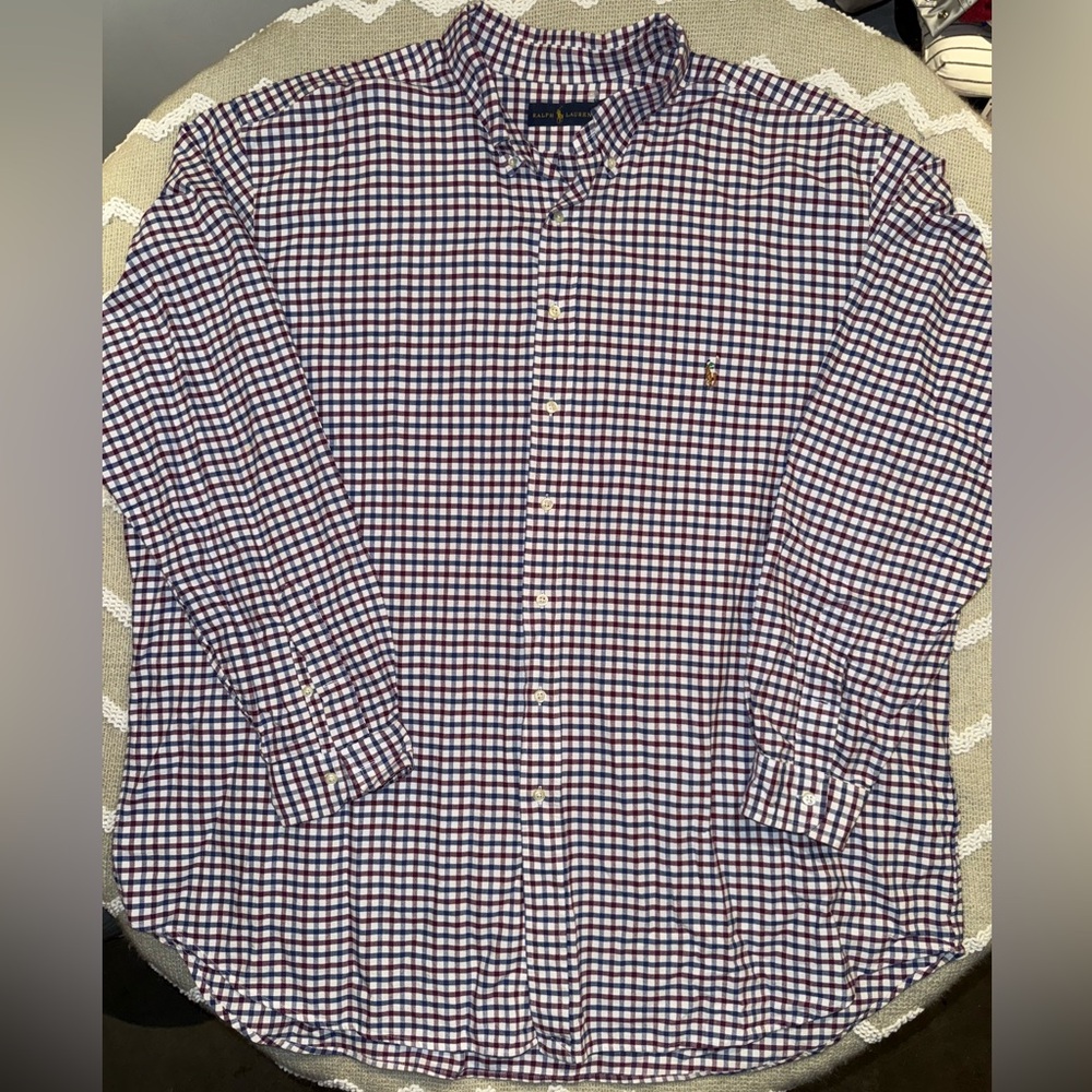 Ralph Lauren Men's Checkered Shirt - Blue and Red 3XLT